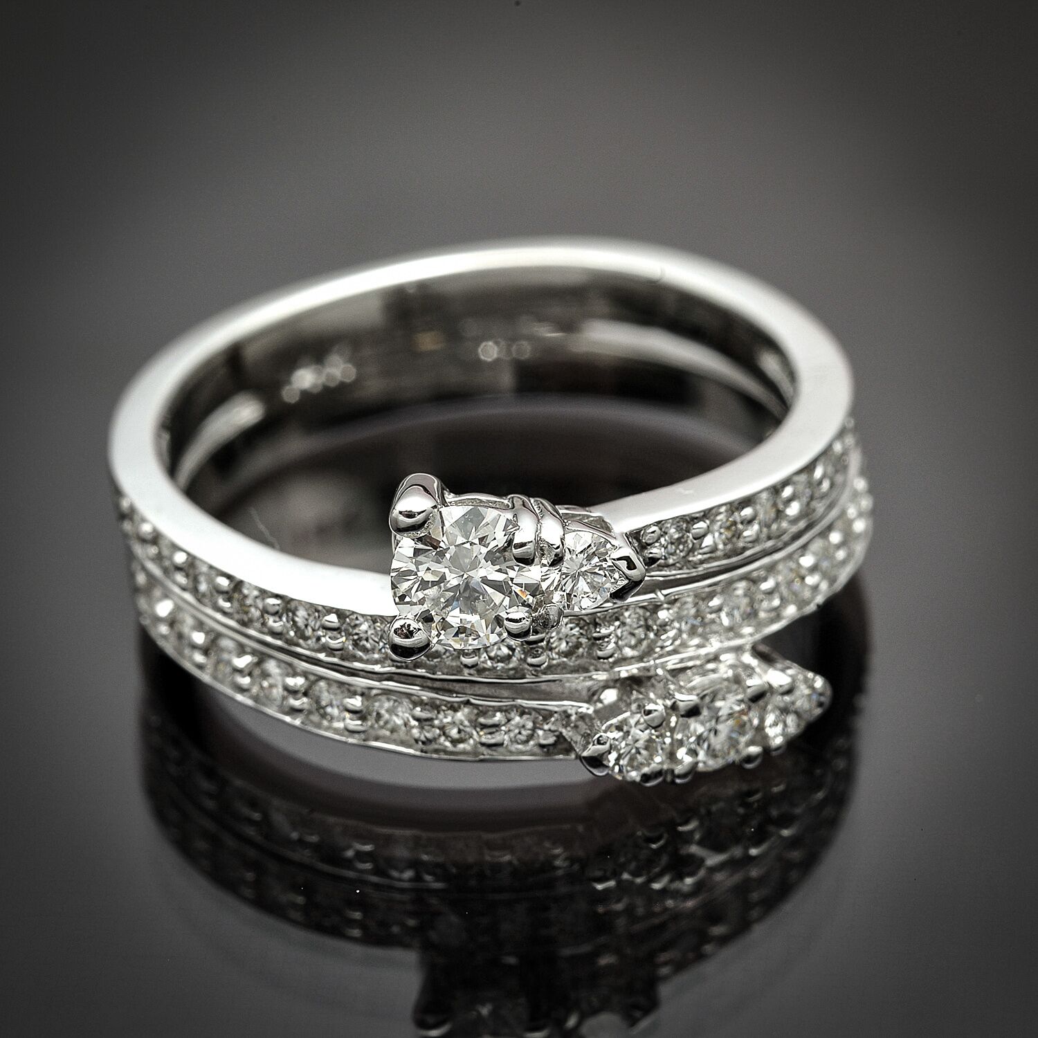 Triple Row Diamond By-Pass Ring