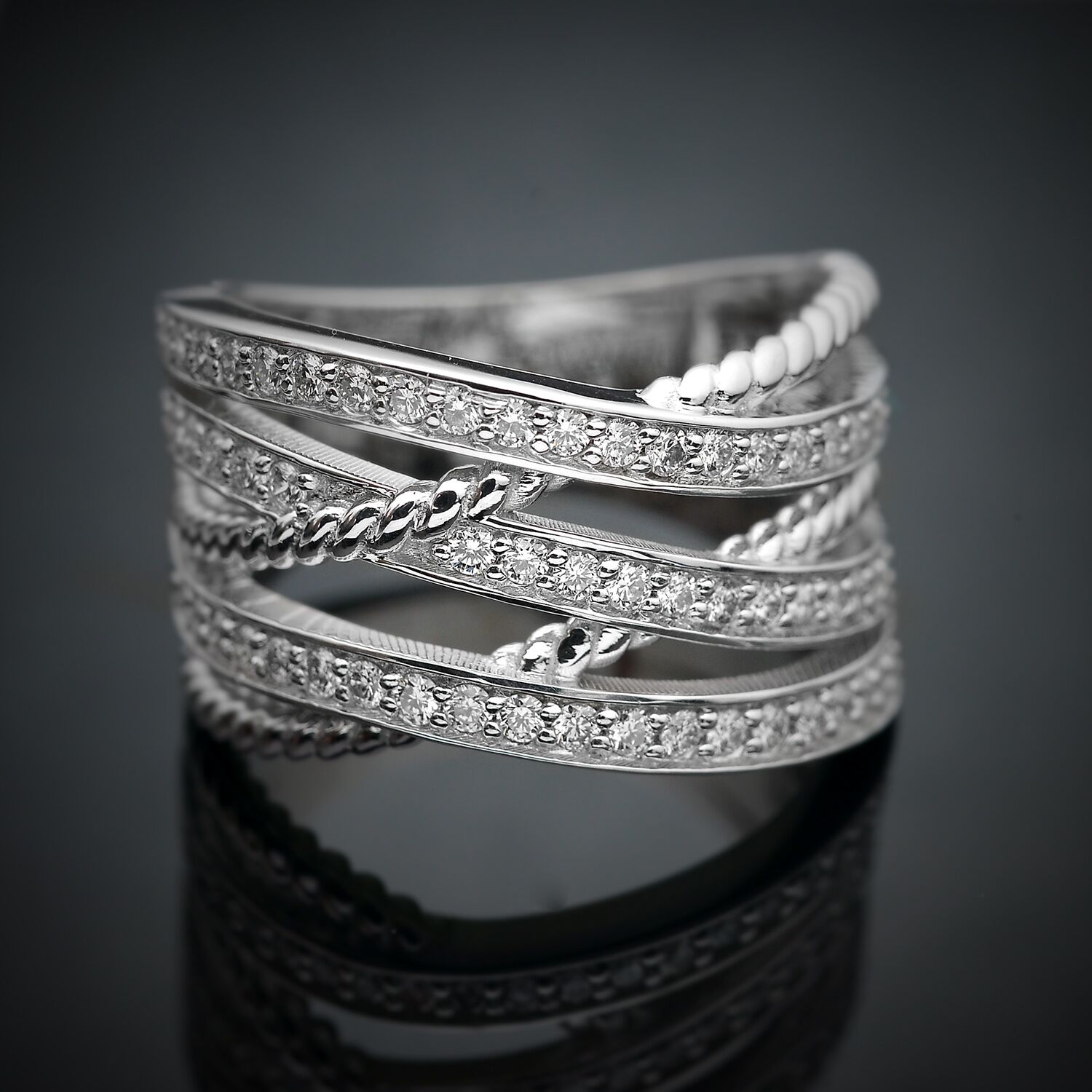 Triple Row Diamond Ring