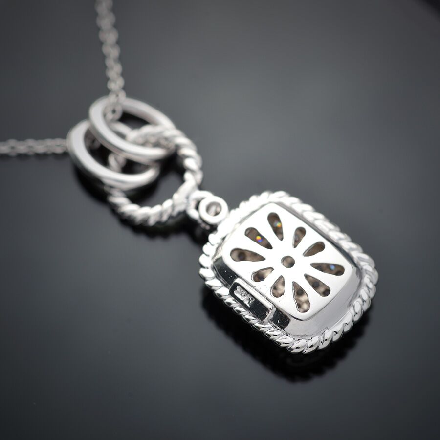 Cushion Shape Diamond Pendant in 14K White Gold - Image 3