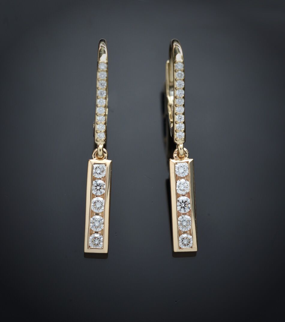 Channel Set Diamond Lever Back Earrings