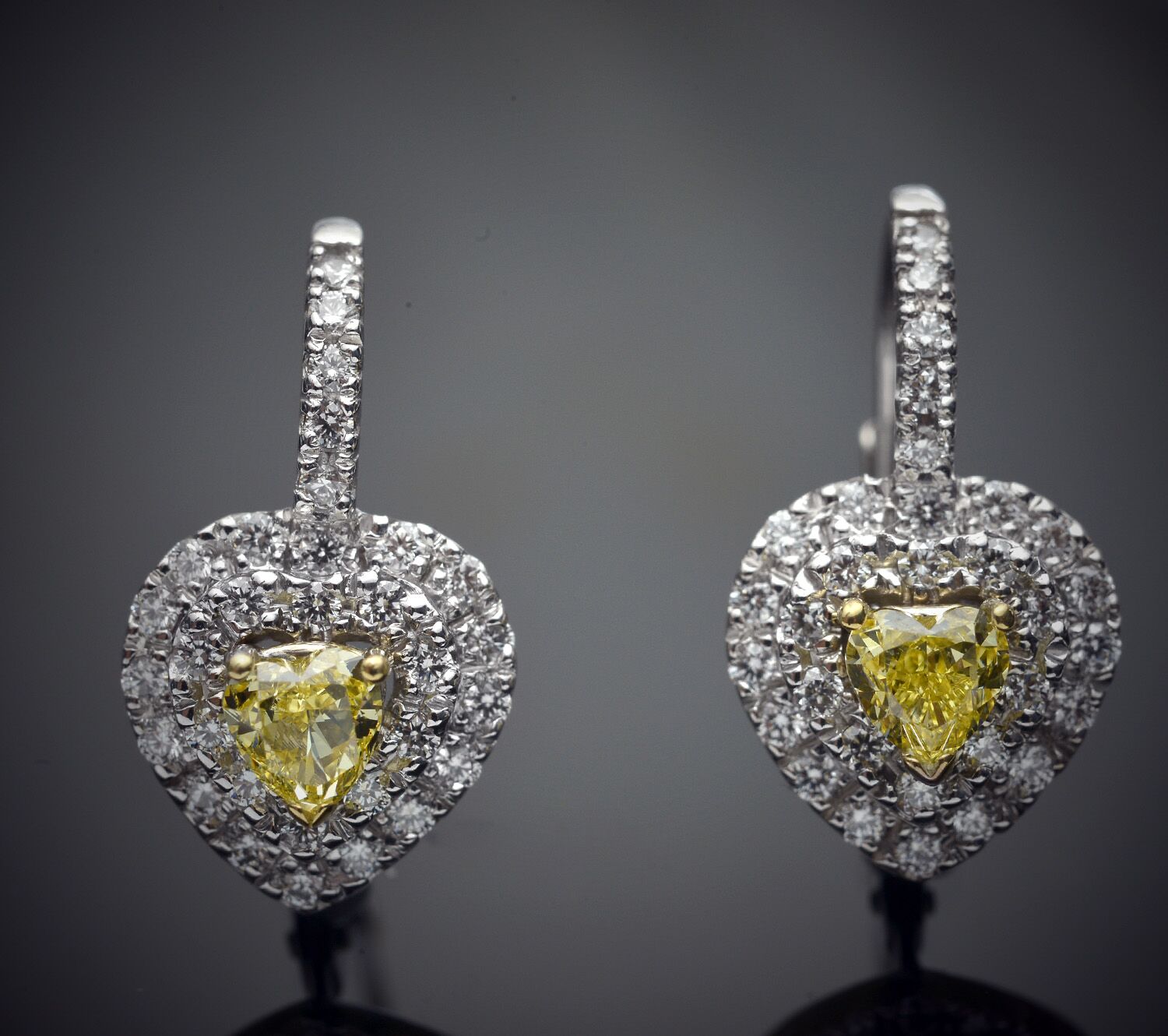 Fancy Yellow Heart Shape Diamond Earrings