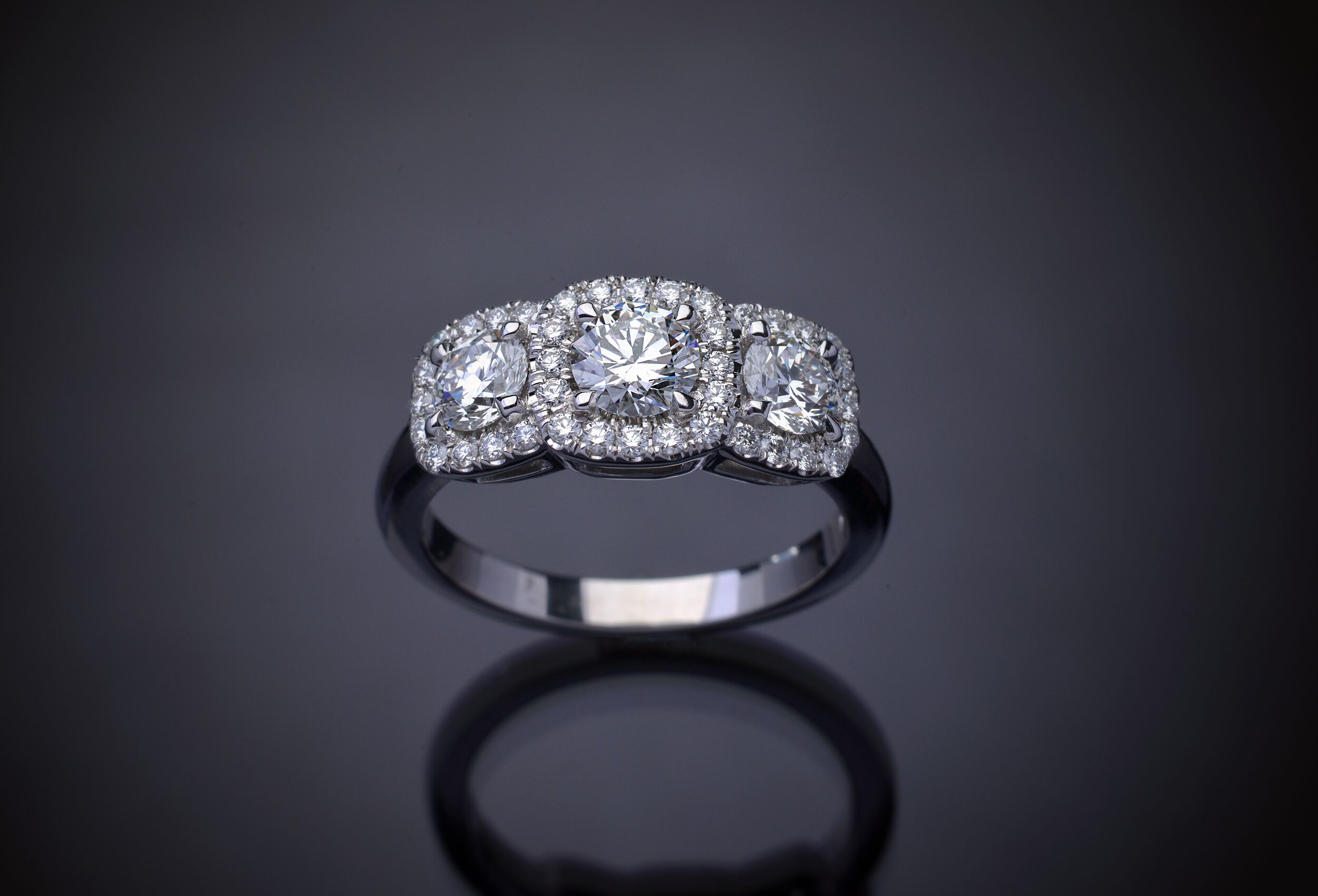 Triple Halo Diamond Ring in Platinum